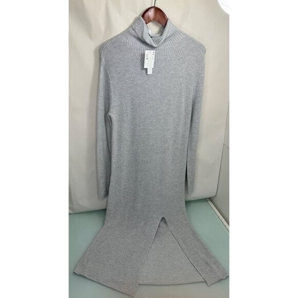 Abound Womens Midi Knit Sweater Dress Turtleneck Small S Gray Side Slit New NWT - Picture 2 of 12